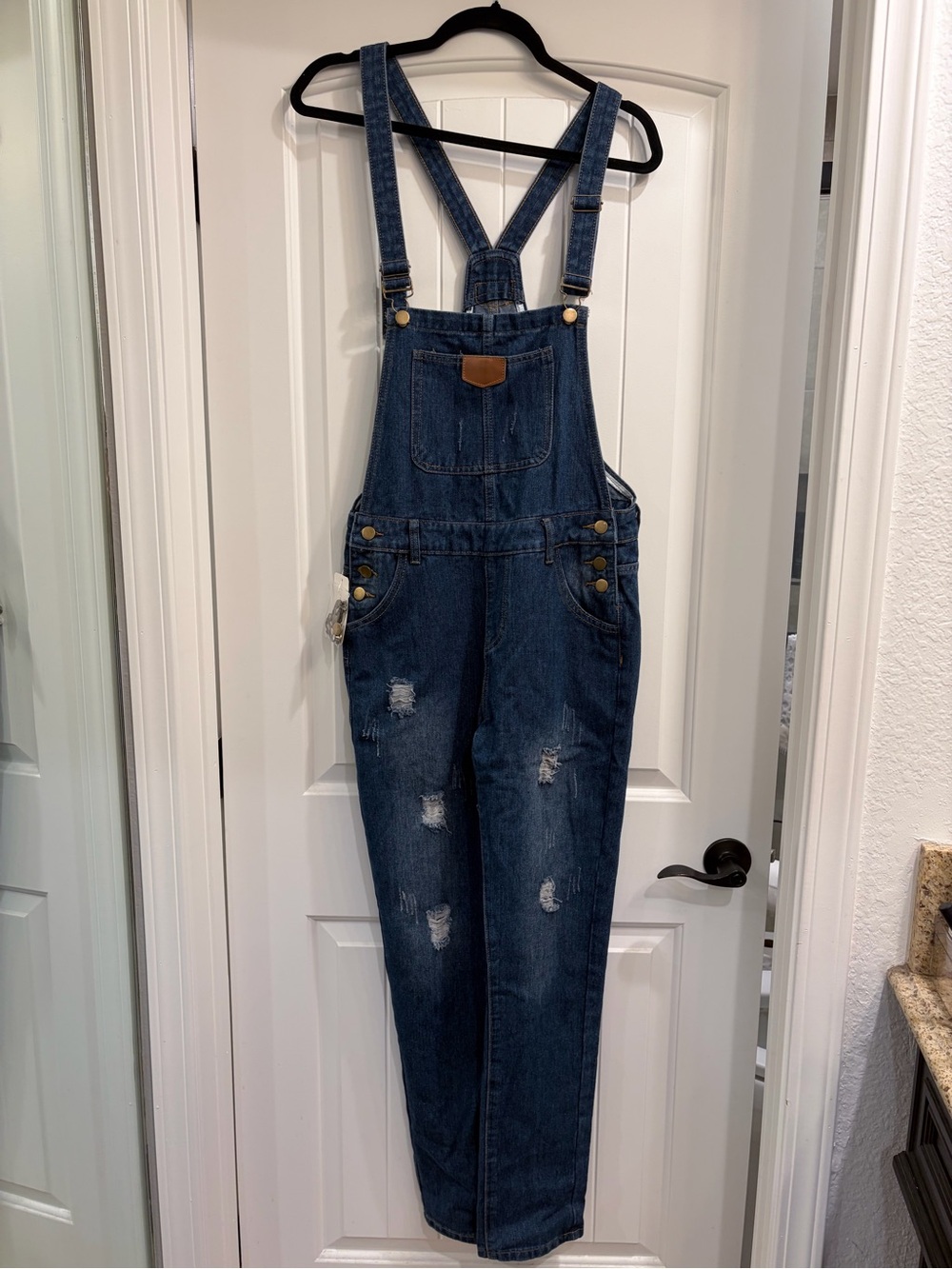 Dark Blue Denim Overalls Jumpsuit